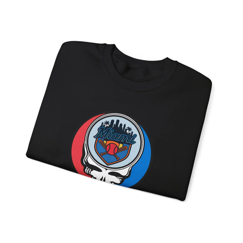 Grateful Dead - Miami Marlins Grateful Dead Stealie Crewneck Sweatshirt - MLB - StealieShop